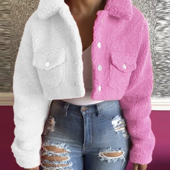 Jackets & Blazers - NWT Y2K Winter Color Block Cropped Coat S: Small-Medium